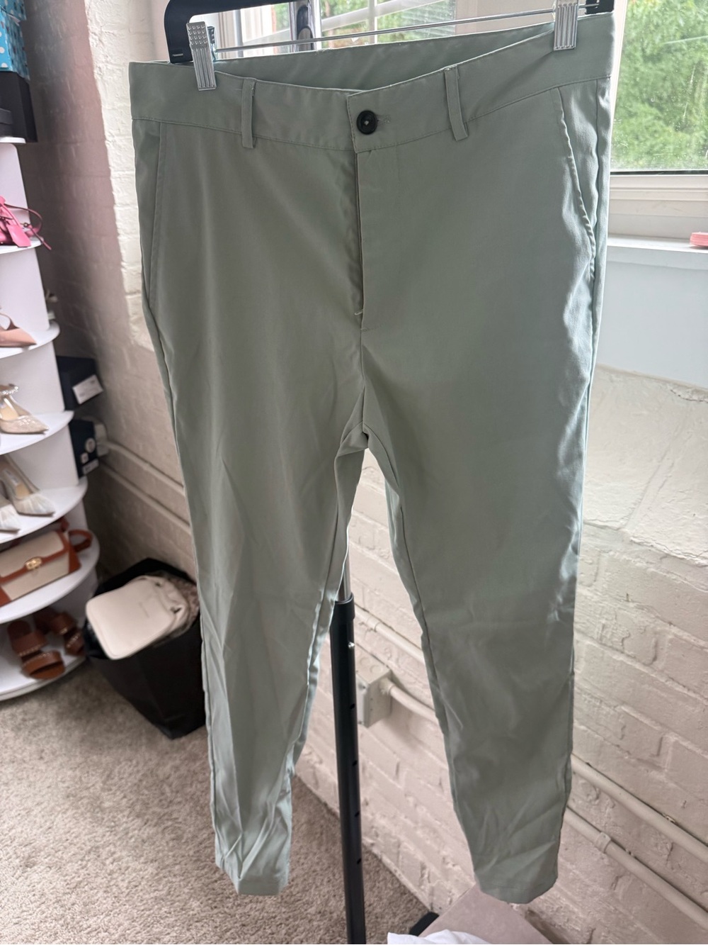 SHEIN Light Sage Slim Chino Pants